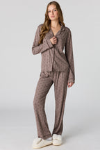 Ensemble pyjama avec haut boutonné côtelé doux et pantalon