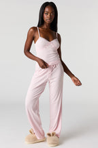 Ribbed Lace Tank & Pant Pajama Set