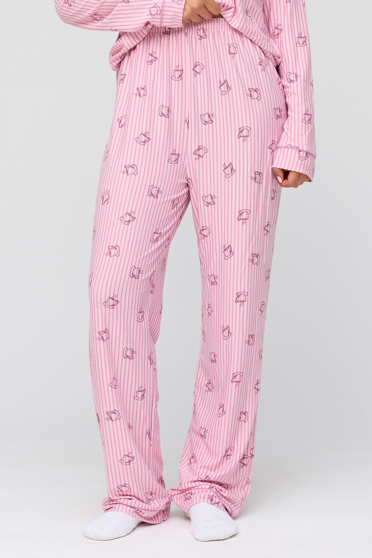 Alt View 3. Button-Up Top & Pant Pajama Set - Mauve