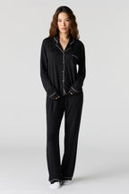 Soft Button-Up Long Sleeve Top & Pant Pajama Set