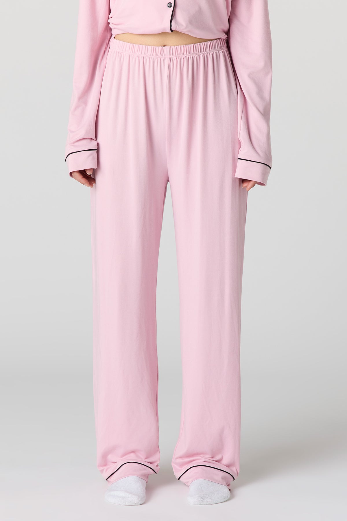 Alt View 3. Soft Button-Up Long Sleeve Top & Pant Pajama Set - Pink