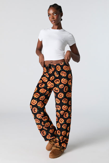 Pantalon de pyjama en peluche à imprimé Halloween