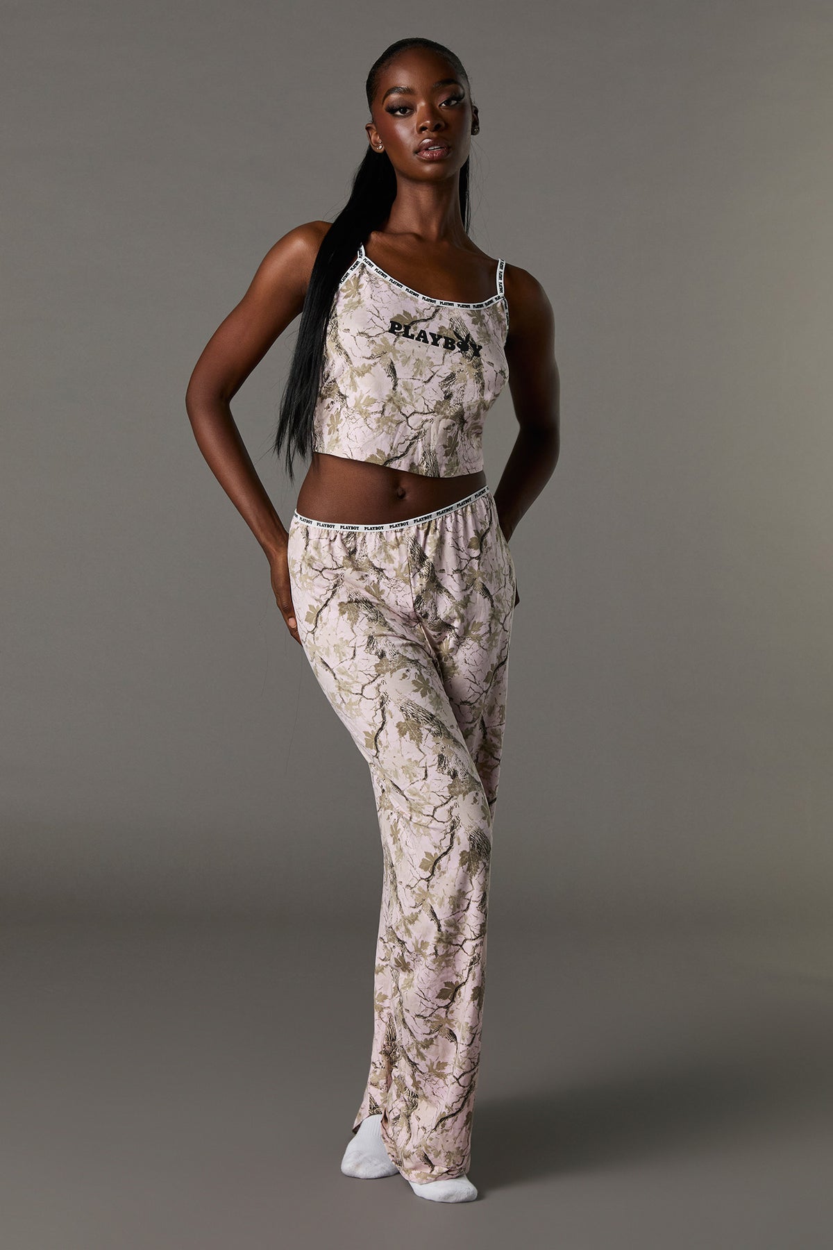 Playboy Cami & Pant 2 Piece Pajama Set - Natural