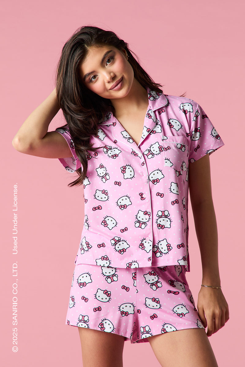 Hello Kitty® Button-Up Top & Short Pajama Set