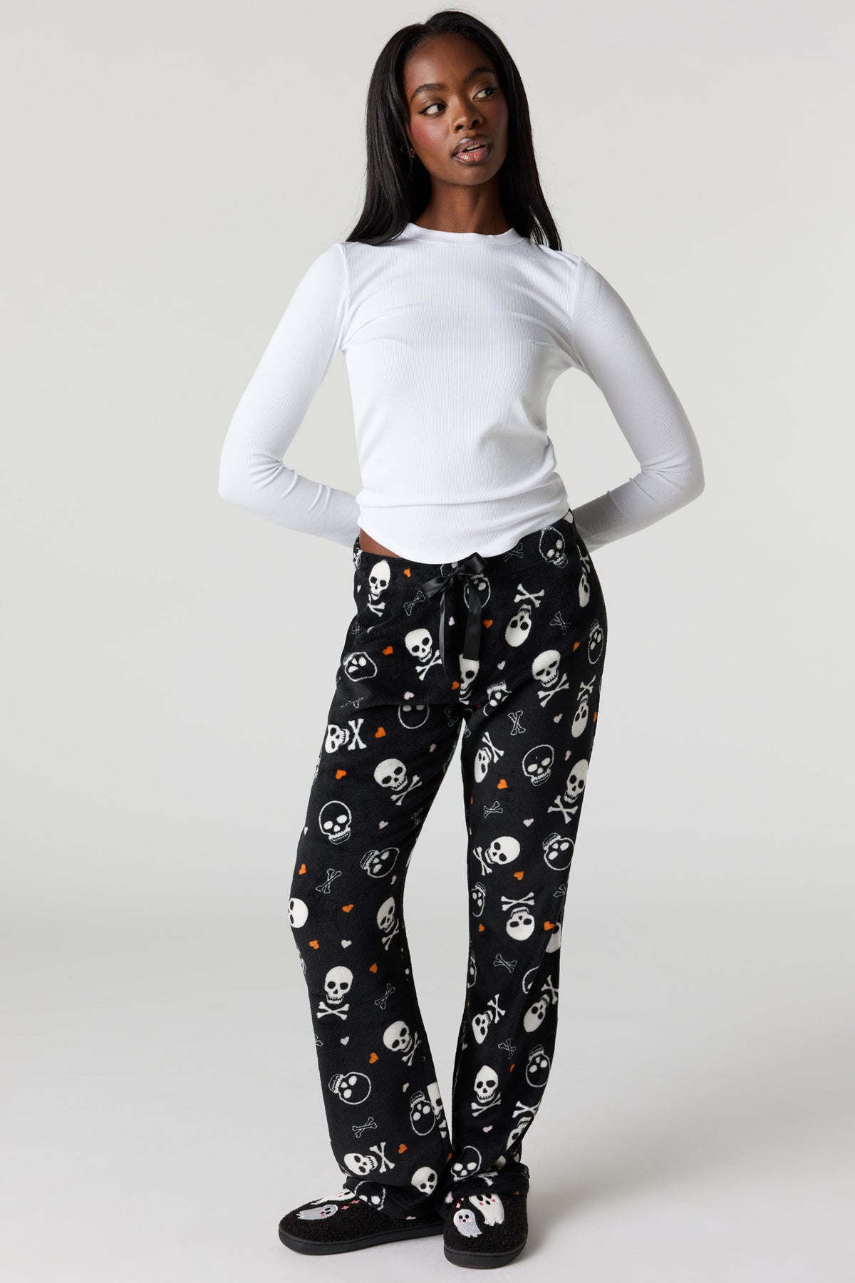 Alt View 4. Halloween Print Plush Pajama Pant - Off White