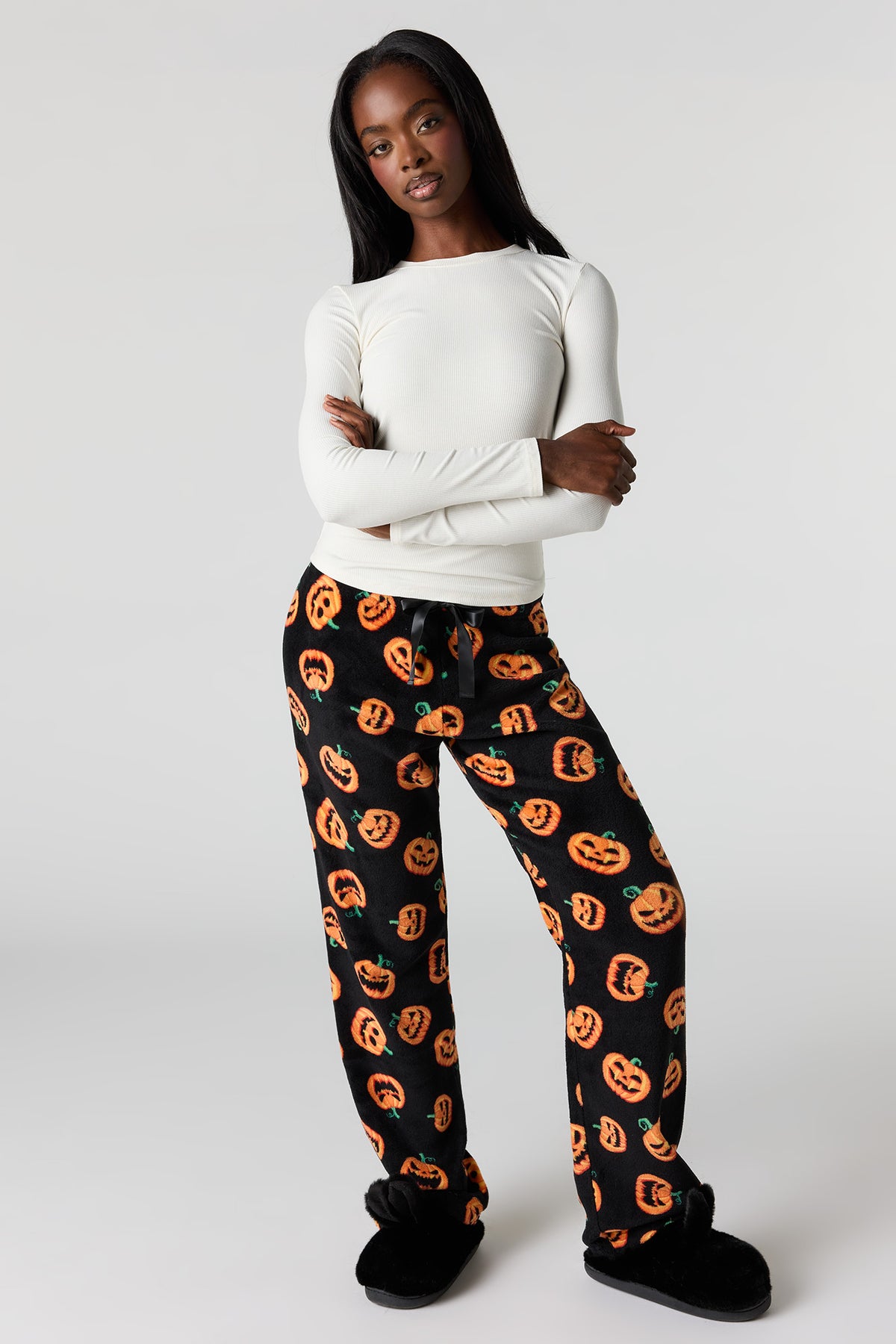 Alt View 7. Halloween Print Plush Pajama Pant - Off White