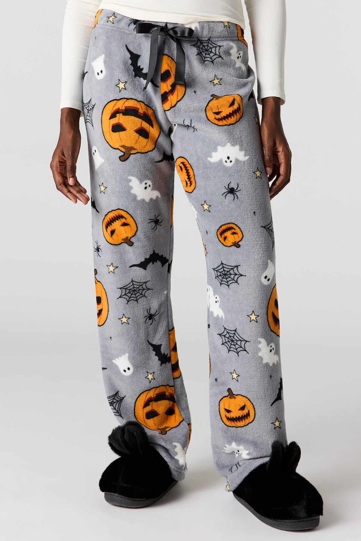 Alt View 2. Halloween Print Plush Pajama Pant - Light Grey