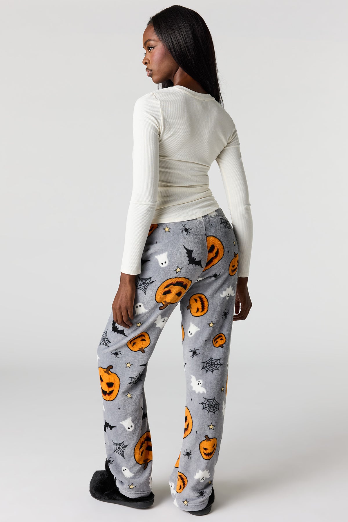 Alt View 3. Halloween Print Plush Pajama Pant - Light Grey