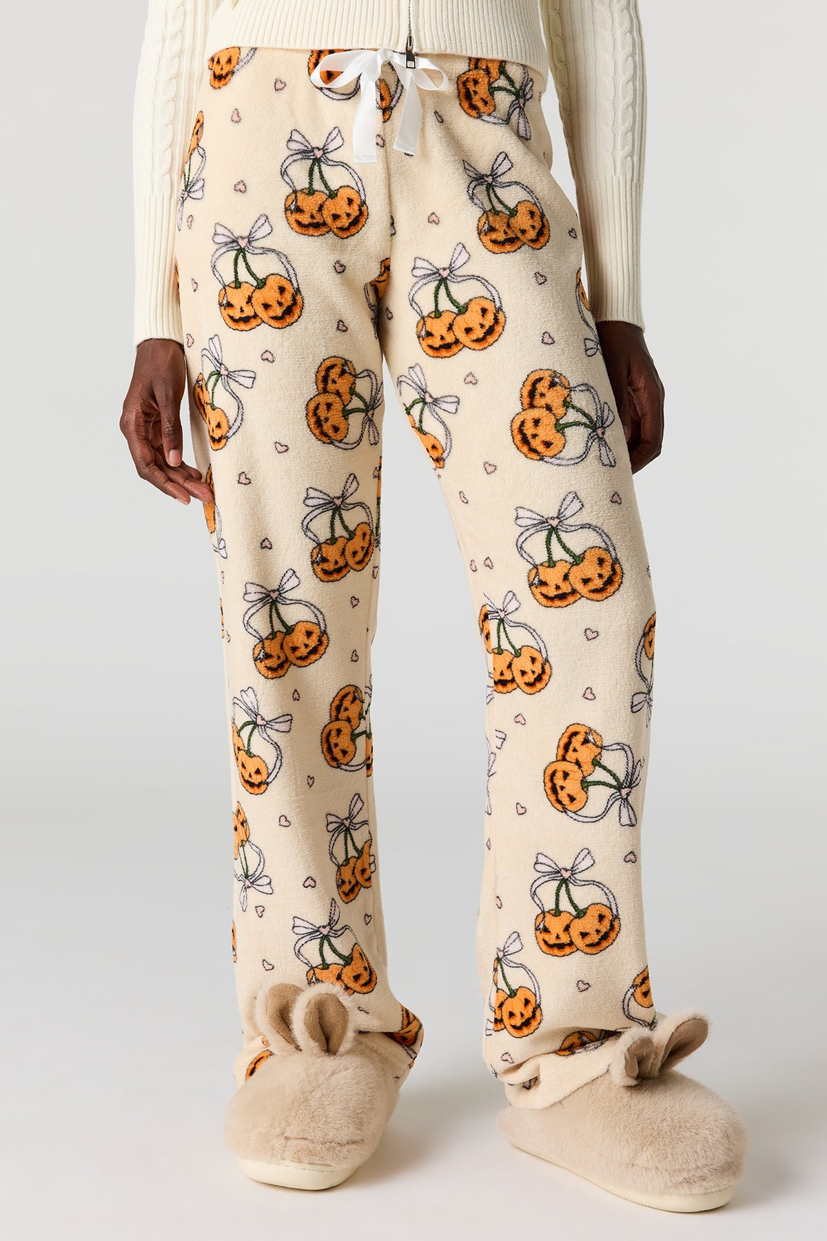 Alt View 2. Halloween Print Plush Pajama Pant - Off White