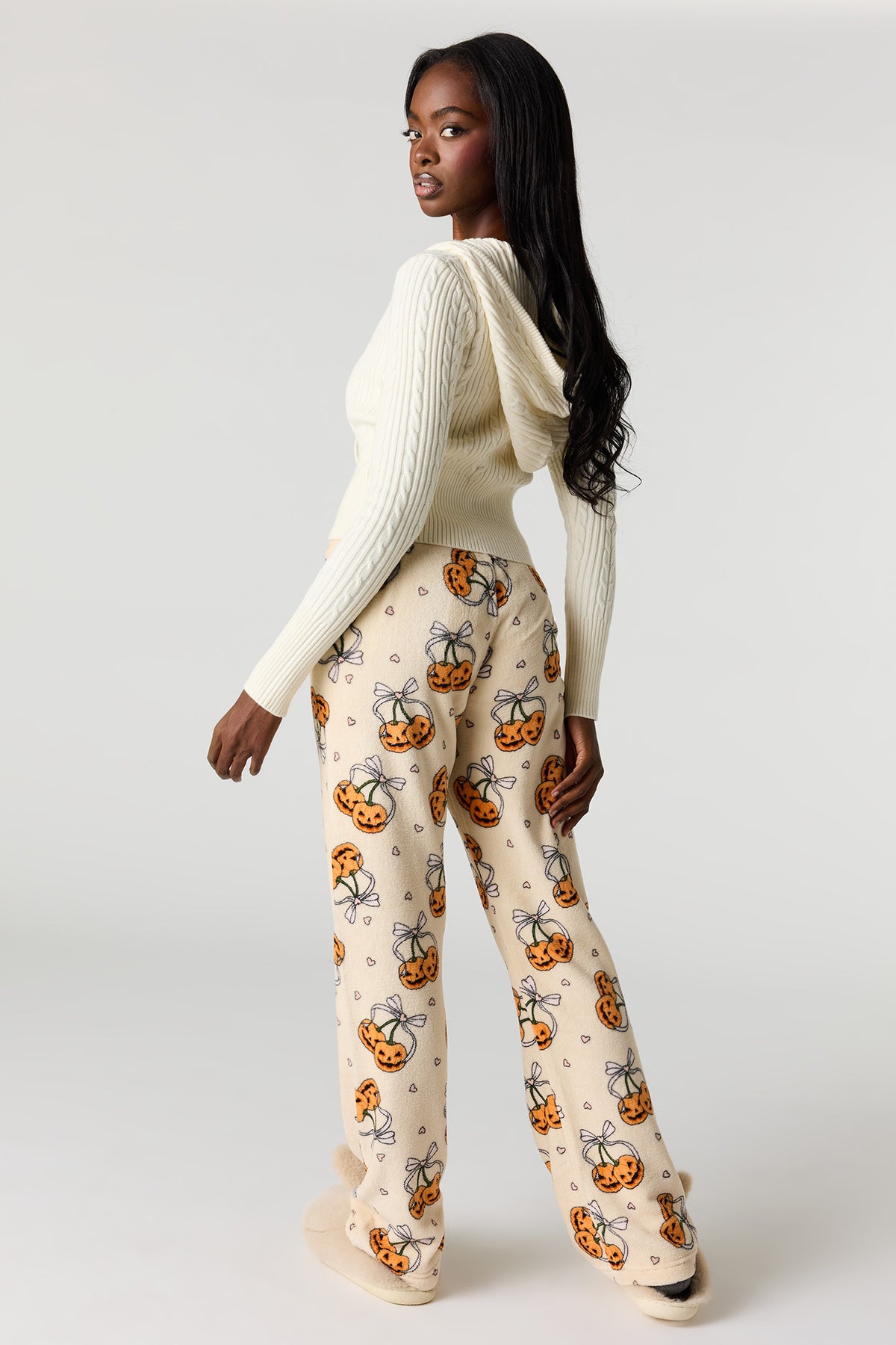 Alt View 3. Halloween Print Plush Pajama Pant - Off White