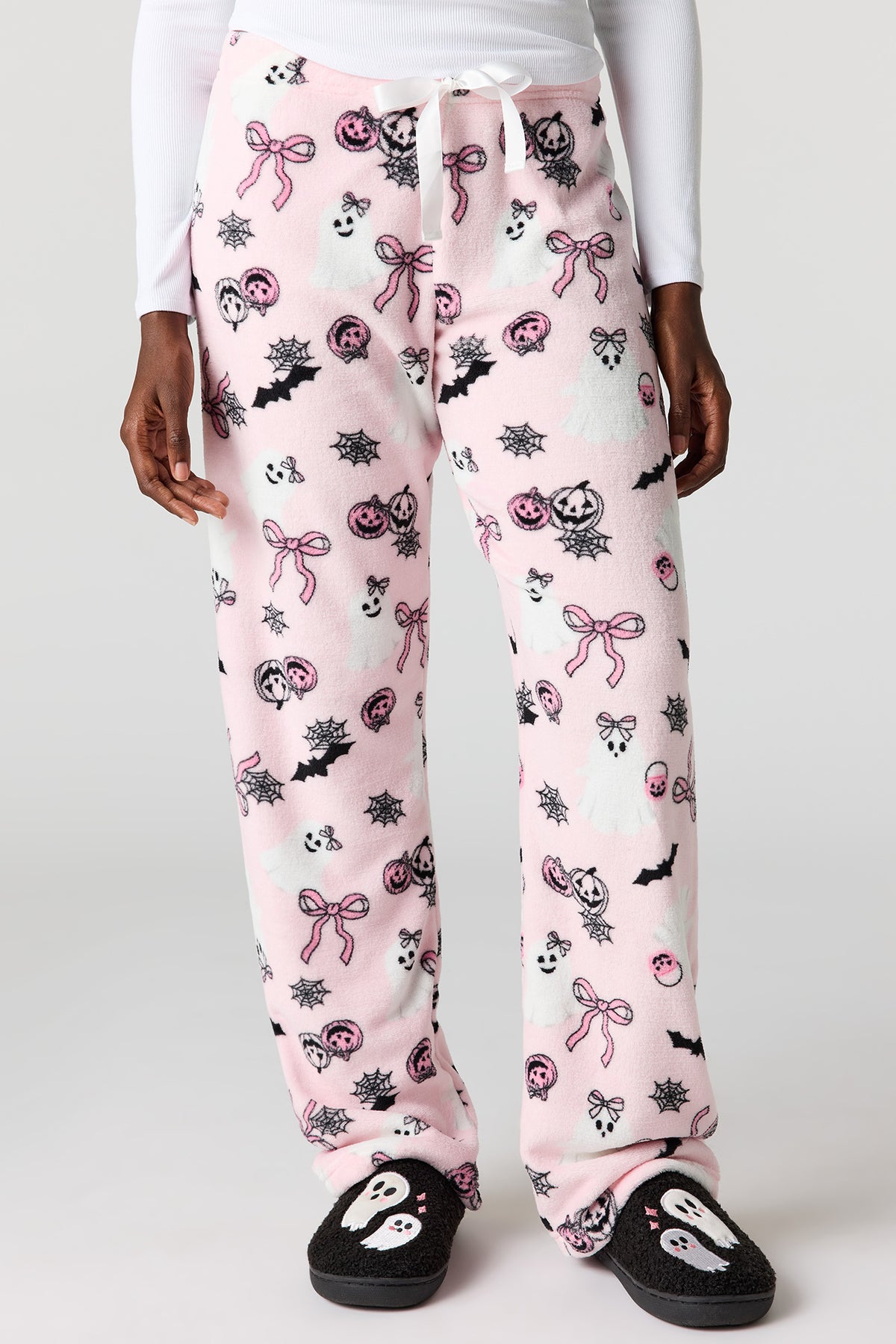 Alt View 2. Halloween Print Plush Pajama Pant - Light Pink