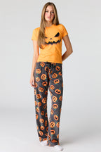 Halloween Graphic T-Shirt & Plush Pant Pajama Set