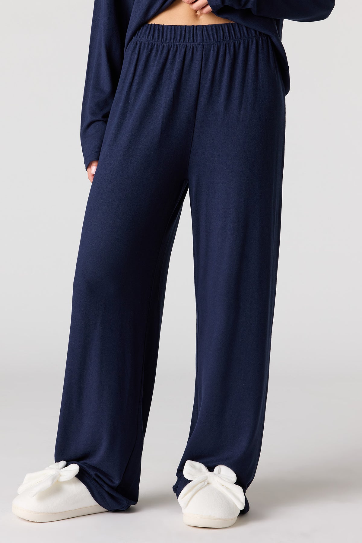 Alt View 3. Button-Up Long Sleeve Top & Pant Pajama Set - Navy