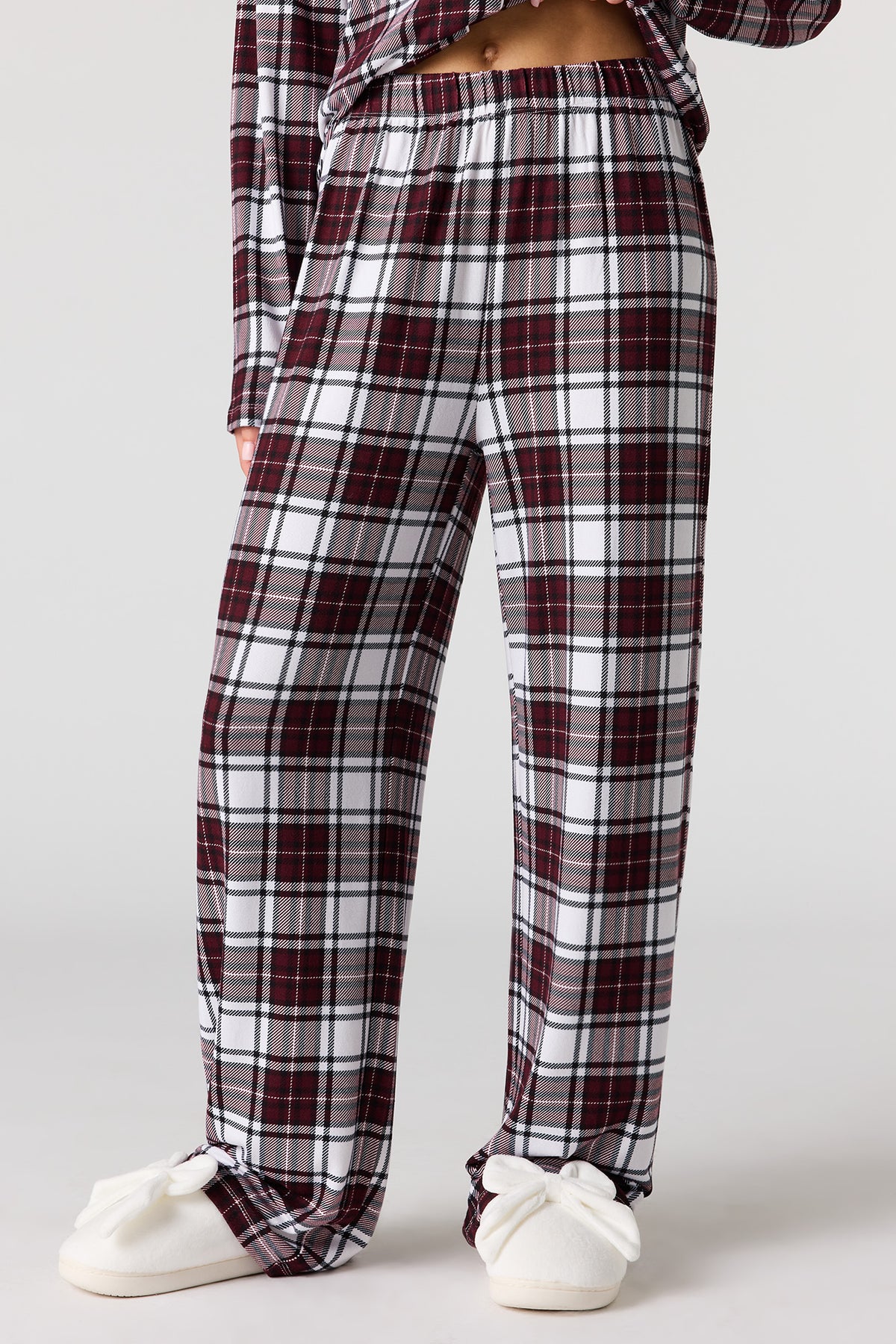 Alt View 3. Button-Up Long Sleeve Top & Pant Pajama Set - Red
