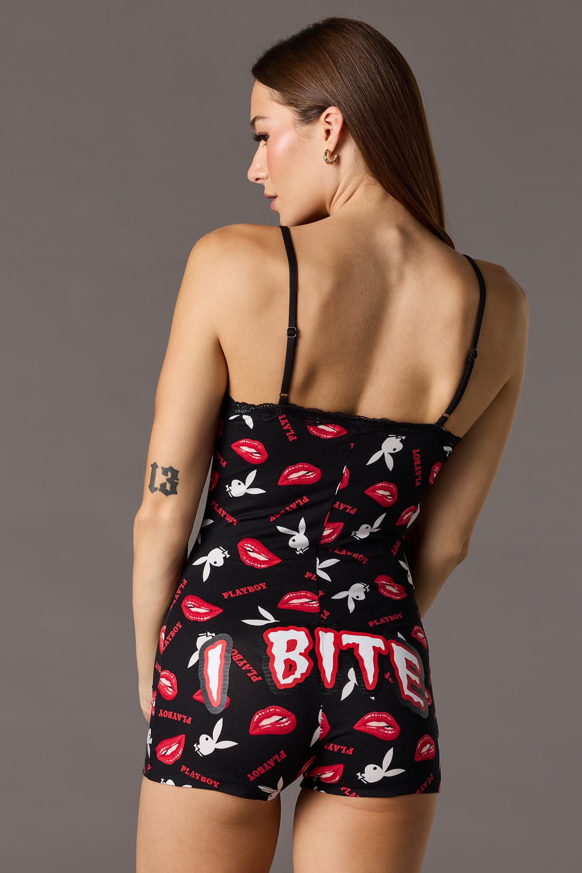 Alt View 2. Playboy Halloween Romper Pajama - Red