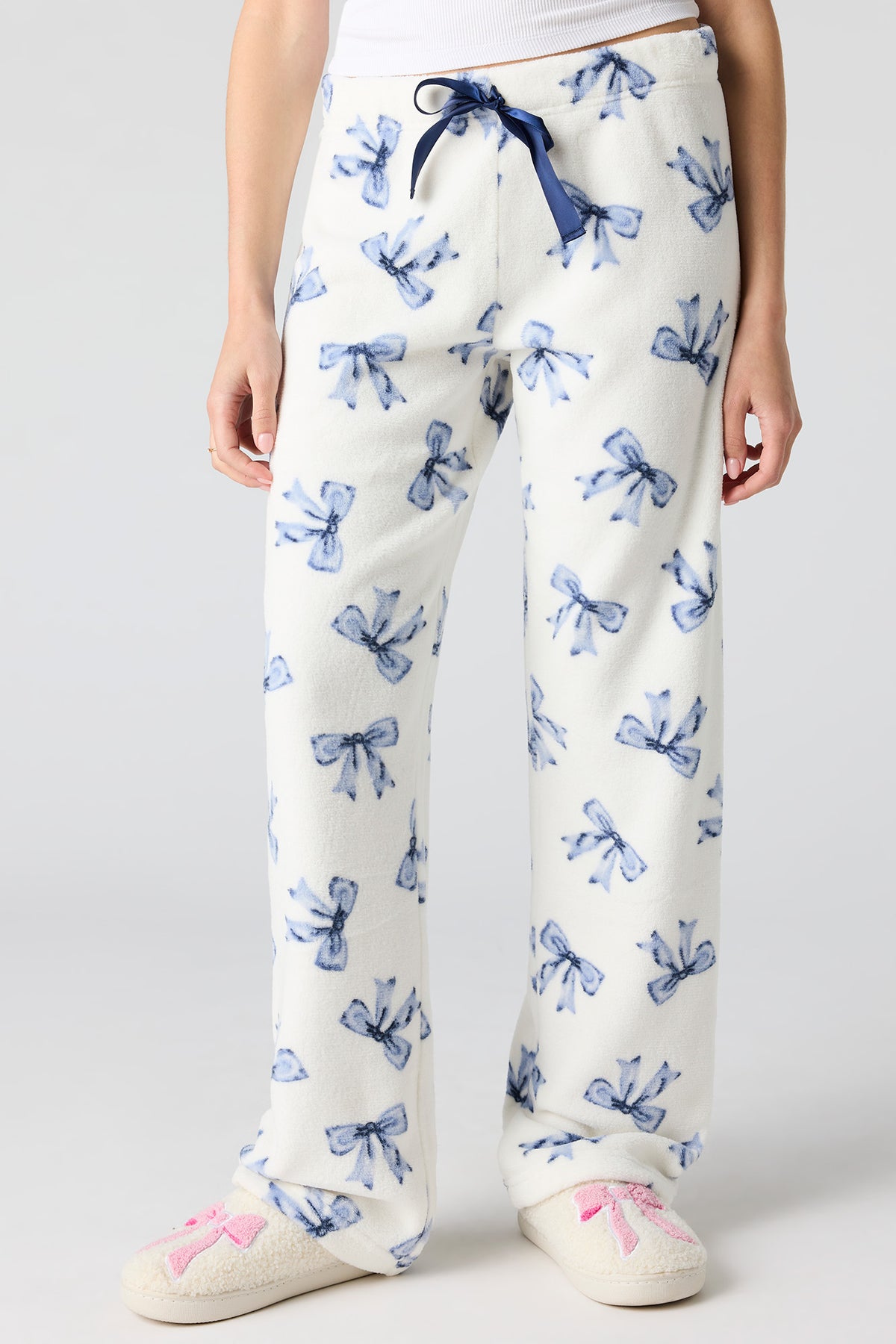 Alt View 2. Printed Plush Pajama Pant - White