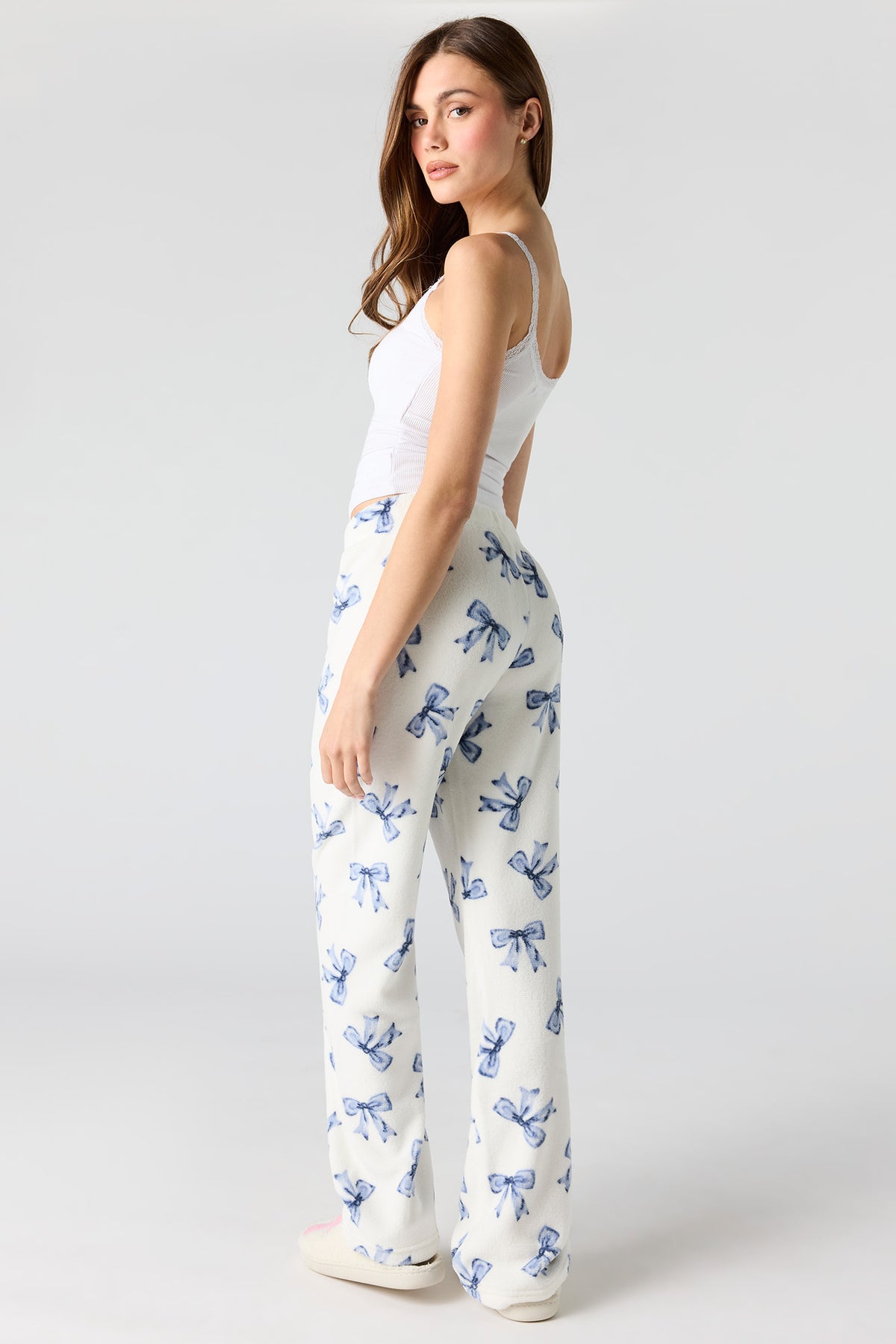 Alt View 3. Printed Plush Pajama Pant - White