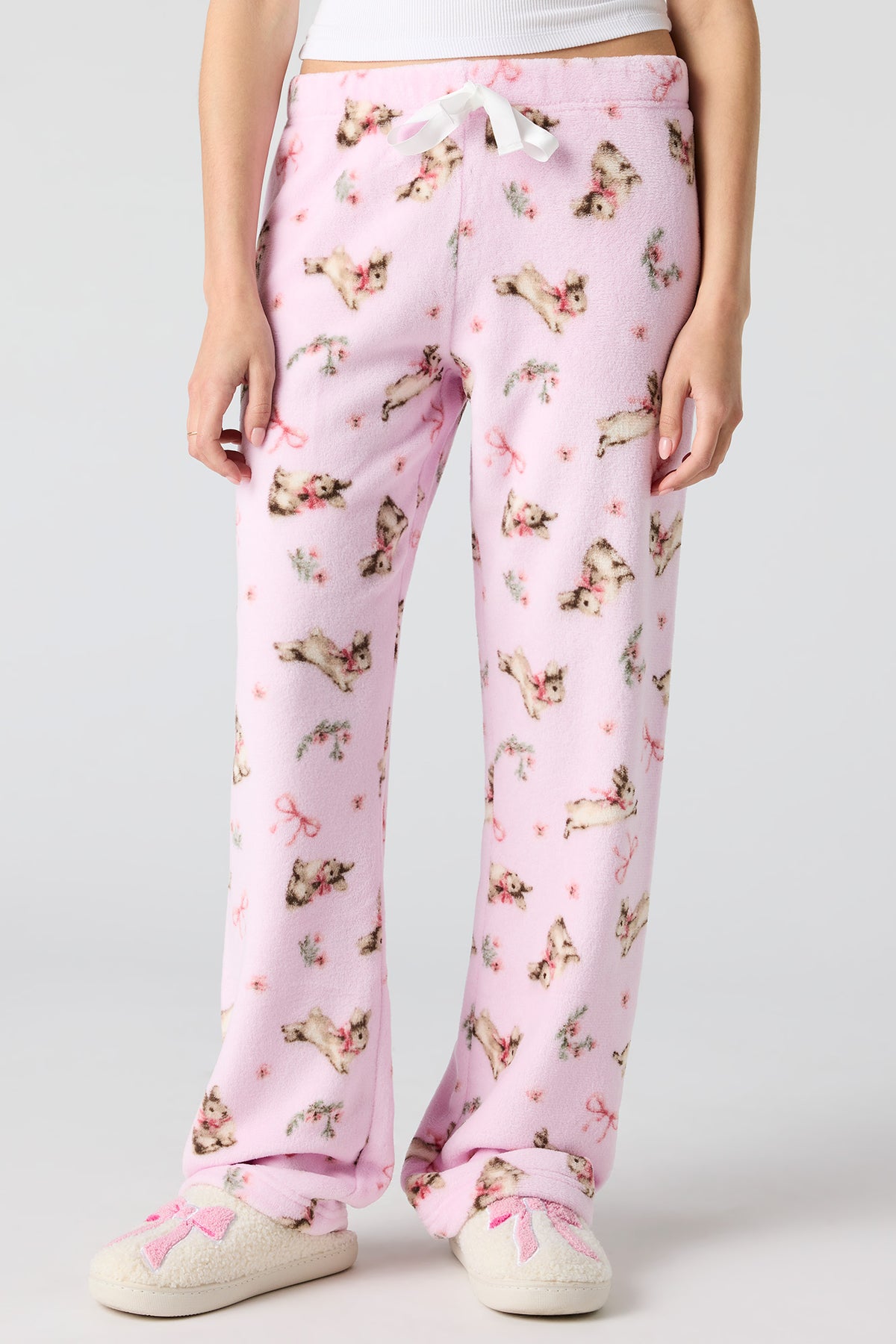 Alt View 2. Printed Plush Pajama Pant - Pink