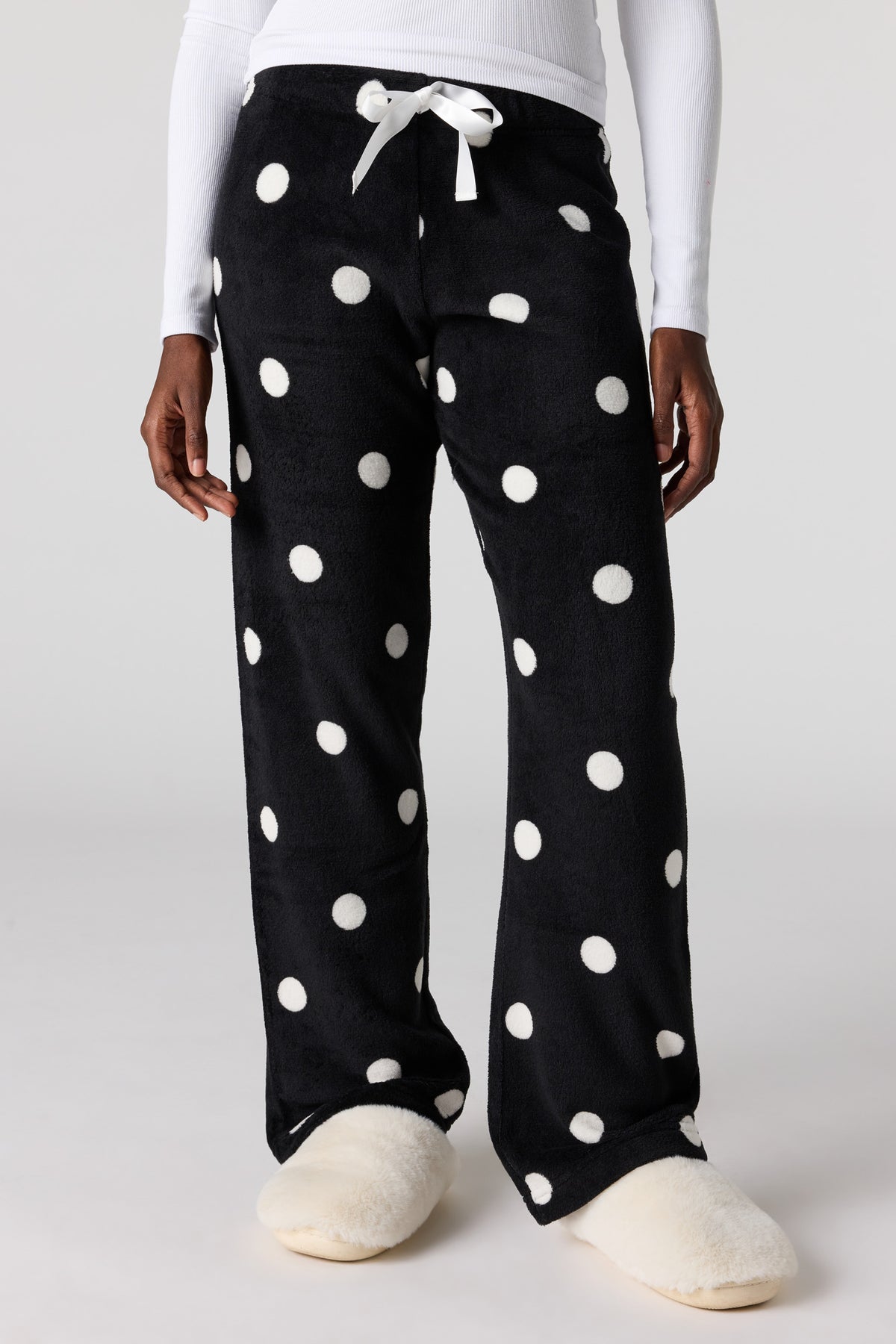 Alt View 2. Printed Plush Pajama Pant - Black
