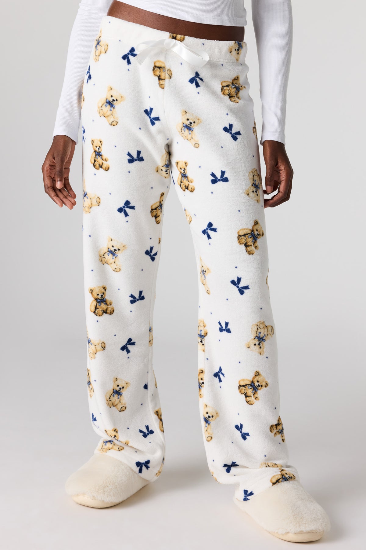 Alt View 2. Printed Plush Pajama Pant - White