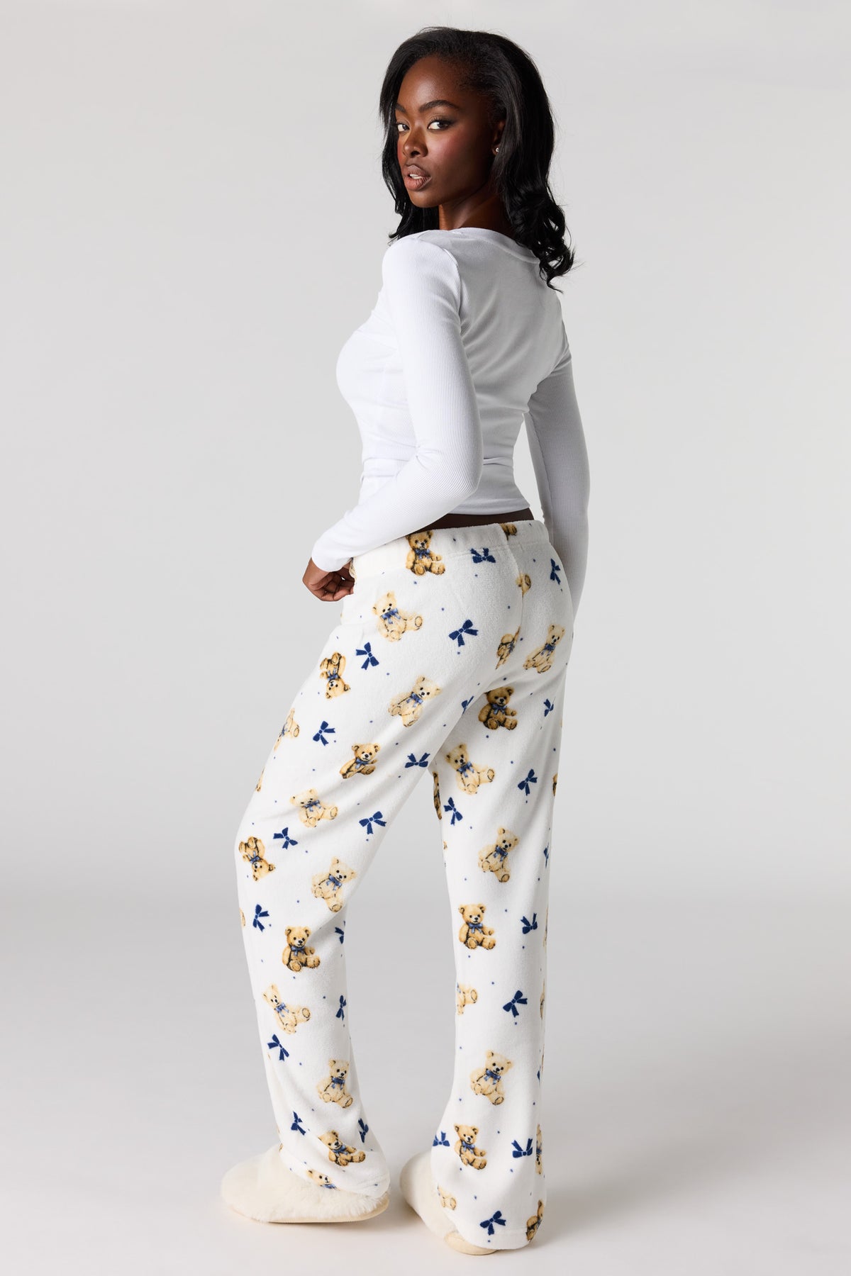 Alt View 3. Printed Plush Pajama Pant - White