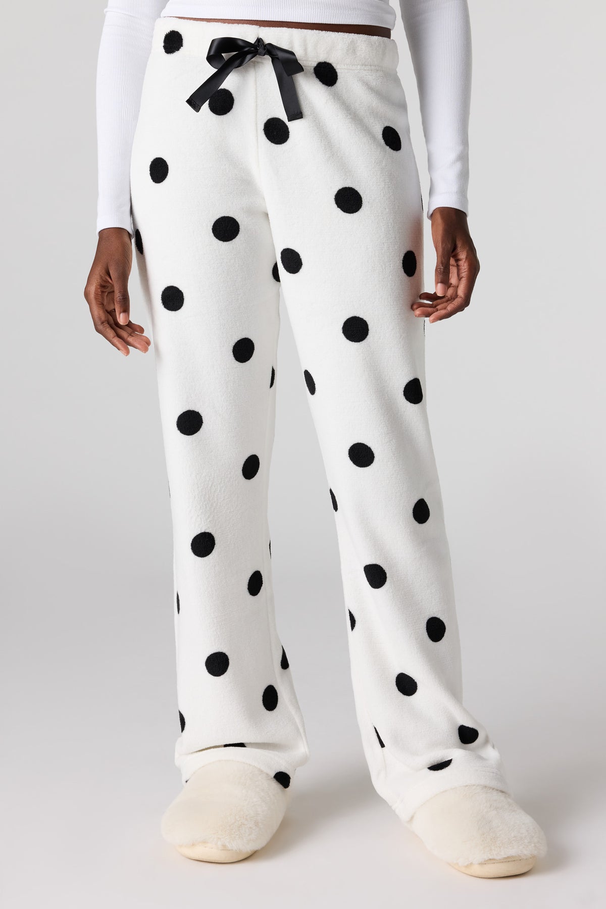 Alt View 2. Printed Plush Pajama Pant - Cream