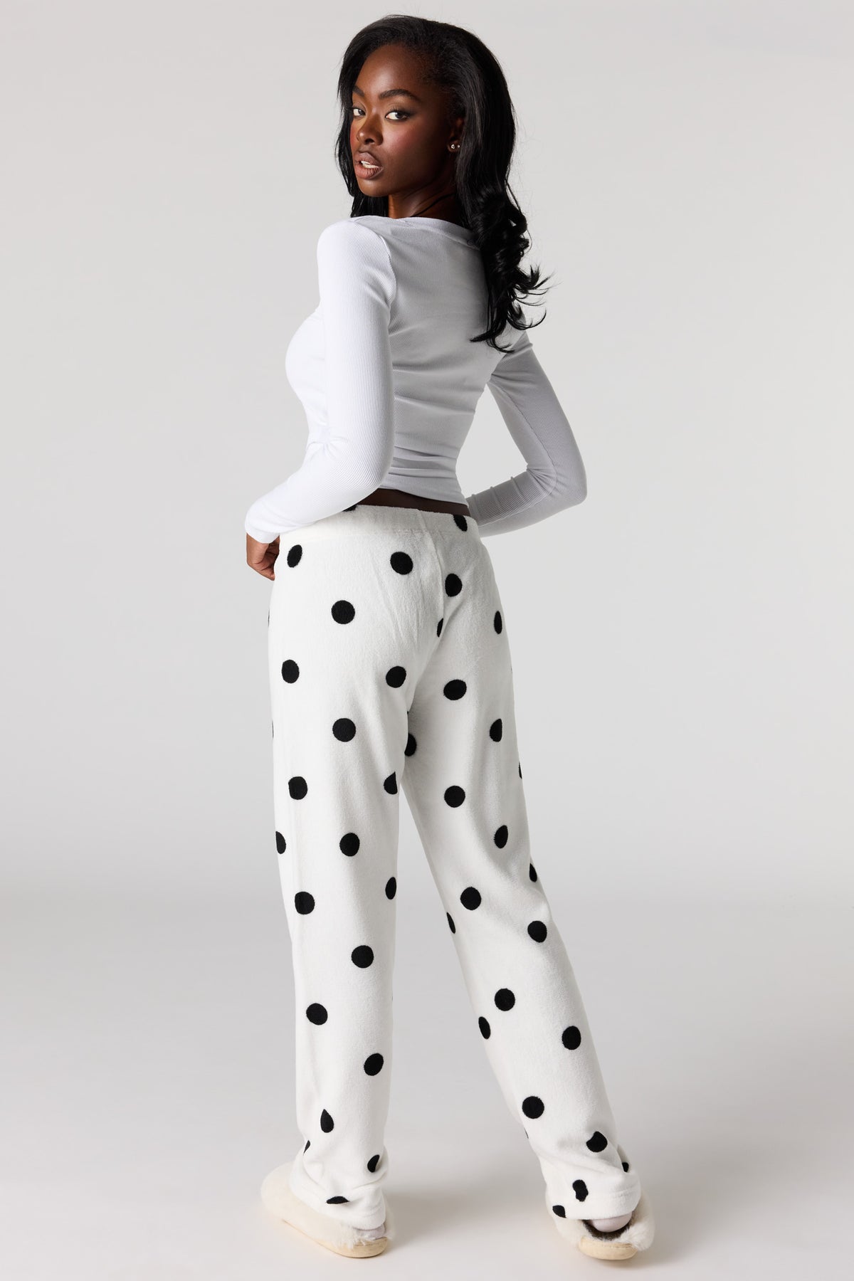 Alt View 3. Printed Plush Pajama Pant - Cream