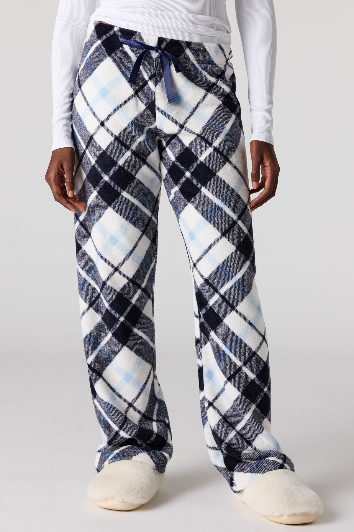 Alt View 2. Printed Plush Pajama Pant - Blue
