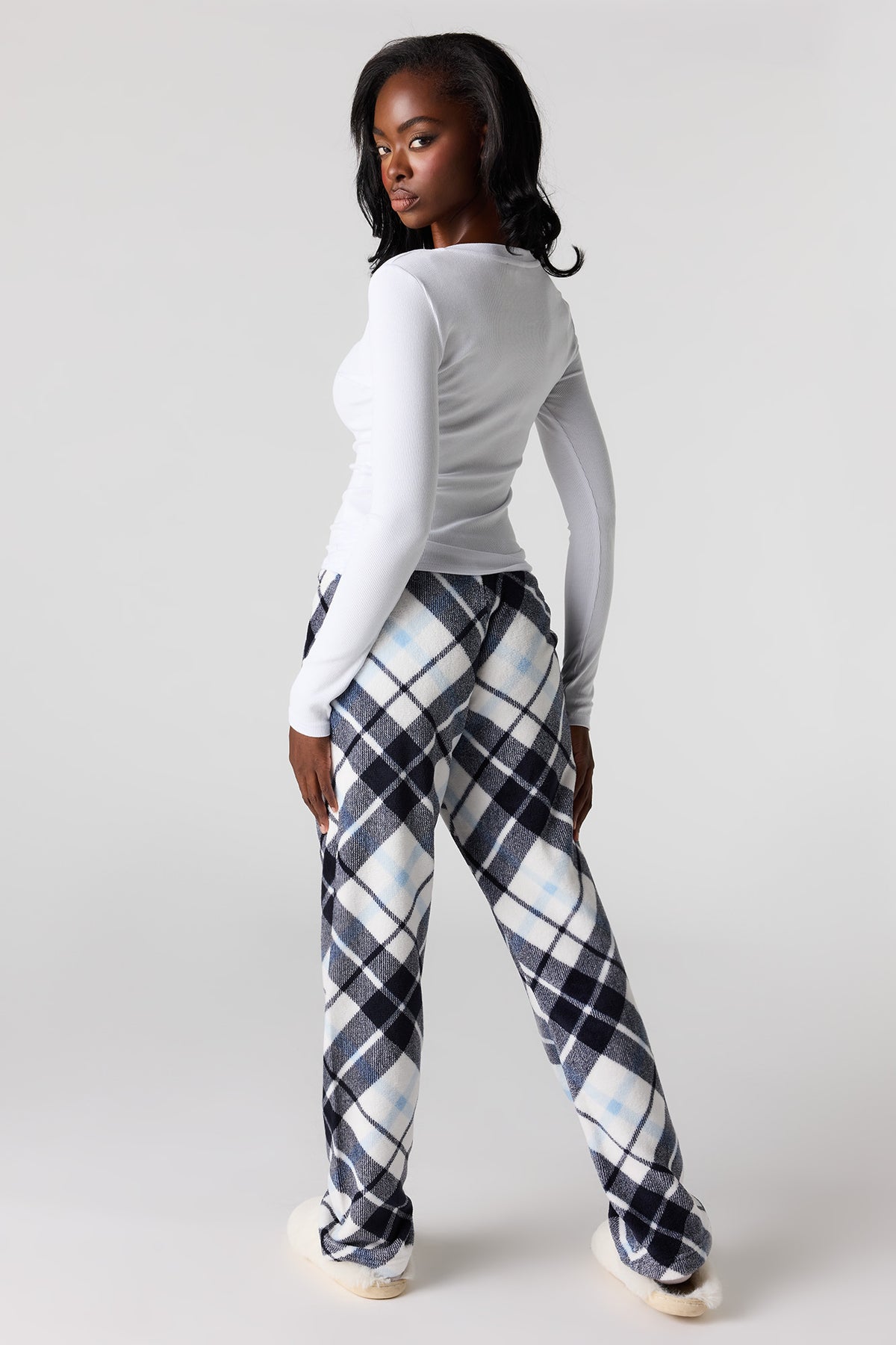 Alt View 3. Printed Plush Pajama Pant - Blue