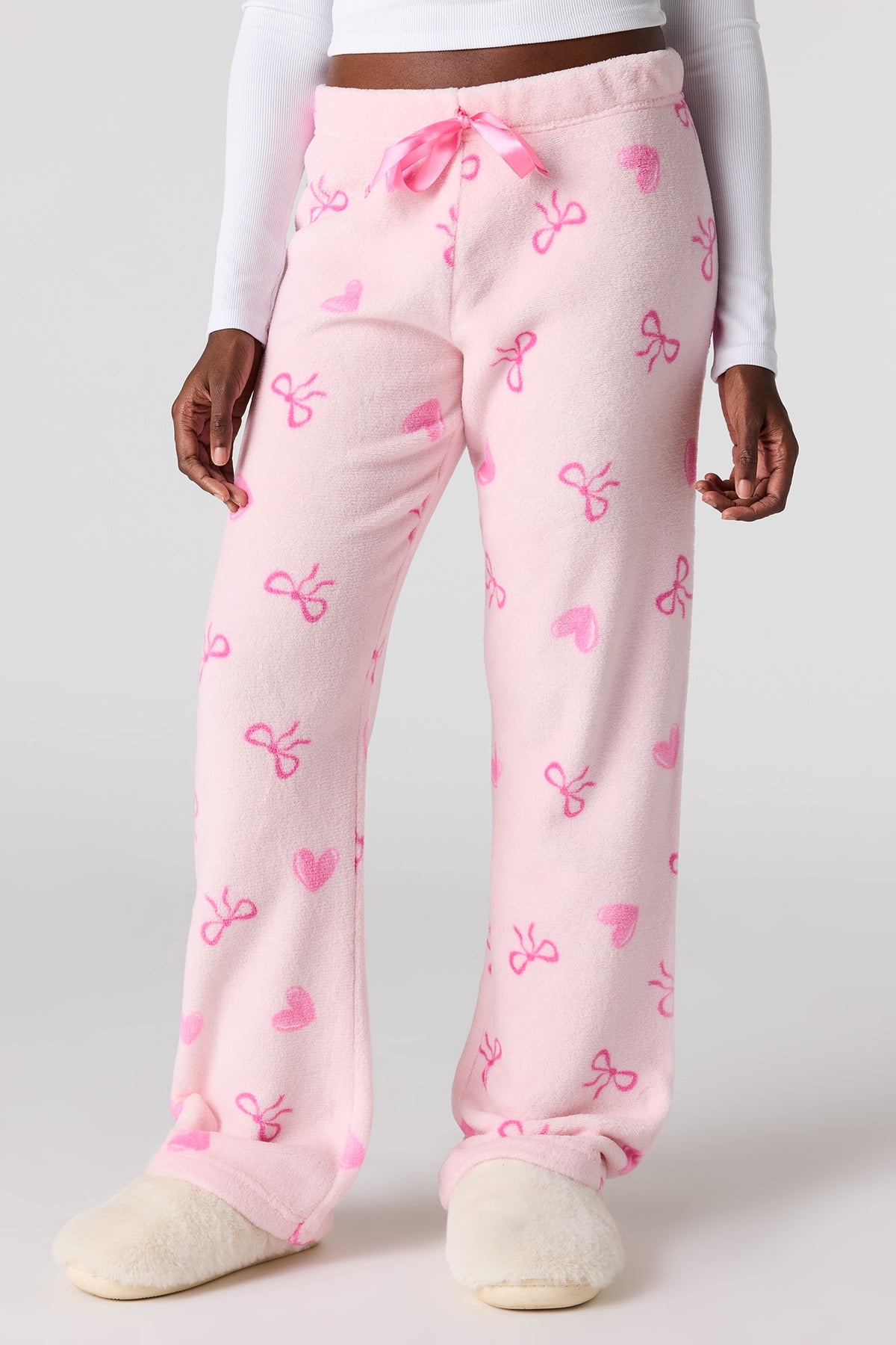 Alt View 2. Printed Plush Pajama Pant - Pink