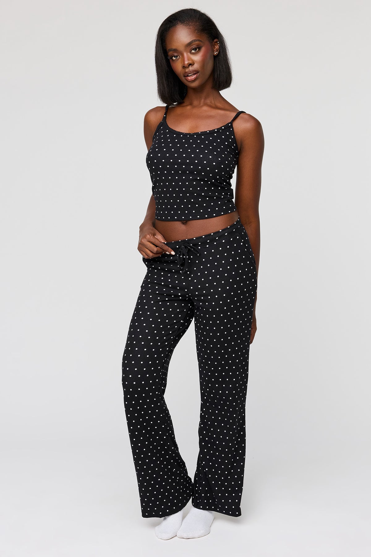 Cami & Pant Printed Pajama Set - Black