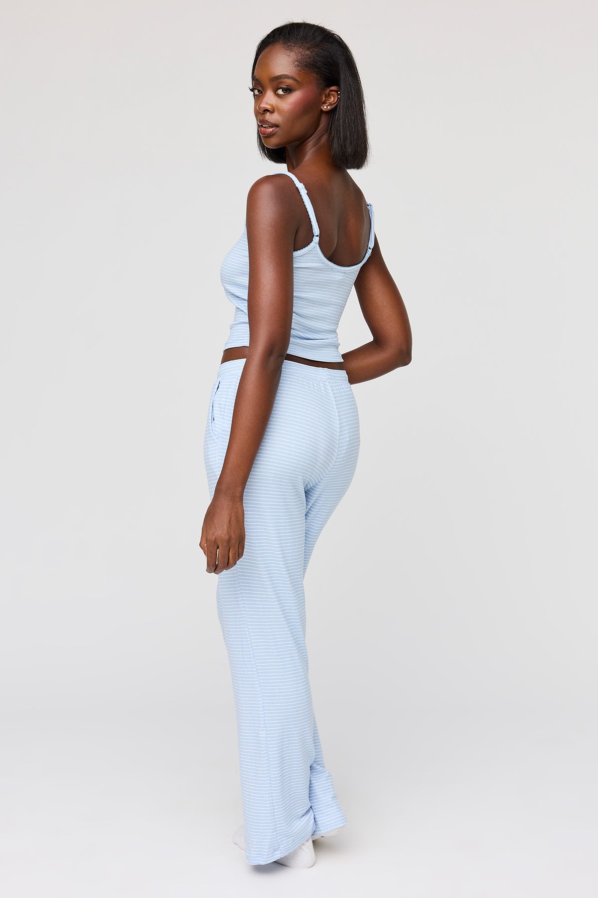 Alt View 4. Cami & Pant Printed Pajama Set - Light Blue