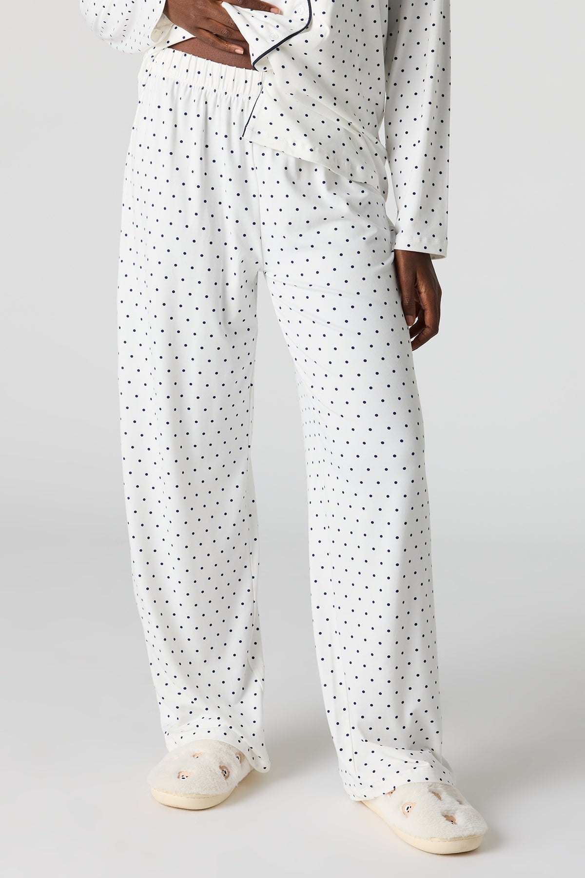 Alt View 3. Button-Up Collared Top & Pant Pajama Set - Ivory