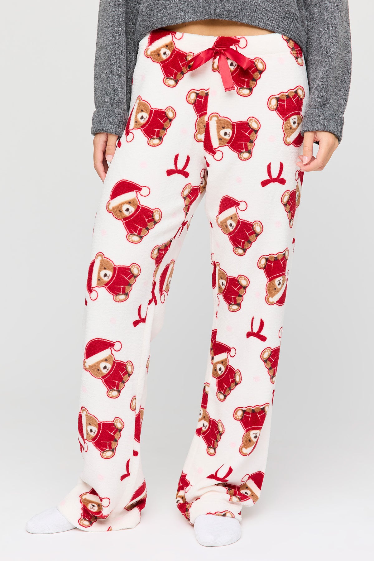 Alt View 2. Plush Christmas Pajama Pant - White
