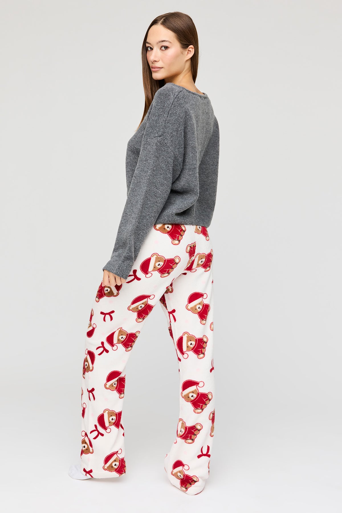 Alt View 3. Plush Christmas Pajama Pant - White