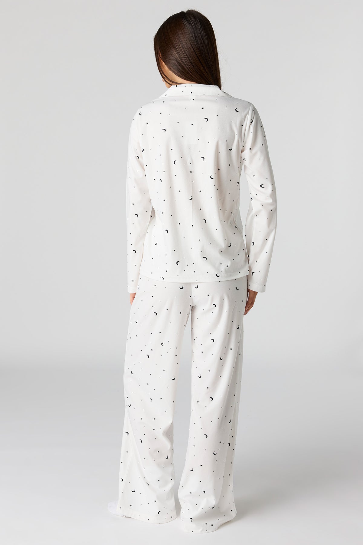 Alt View 4. Printed Button-Up Top & Pajama Pant Set - Ivory