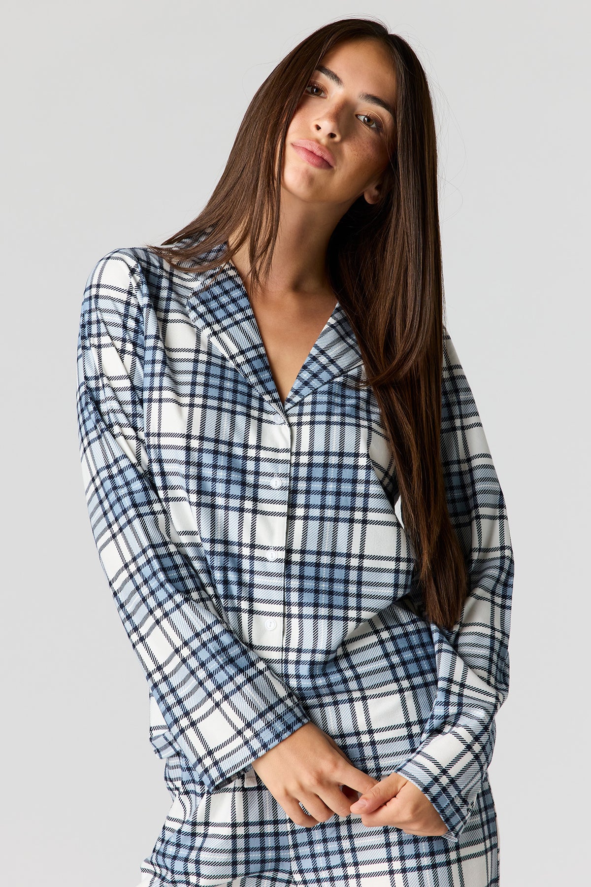 Alt View 2. Printed Button-Up Top & Pajama Pant Set - Light Blue
