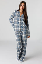 Printed Button-Up Top & Pajama Pant Set