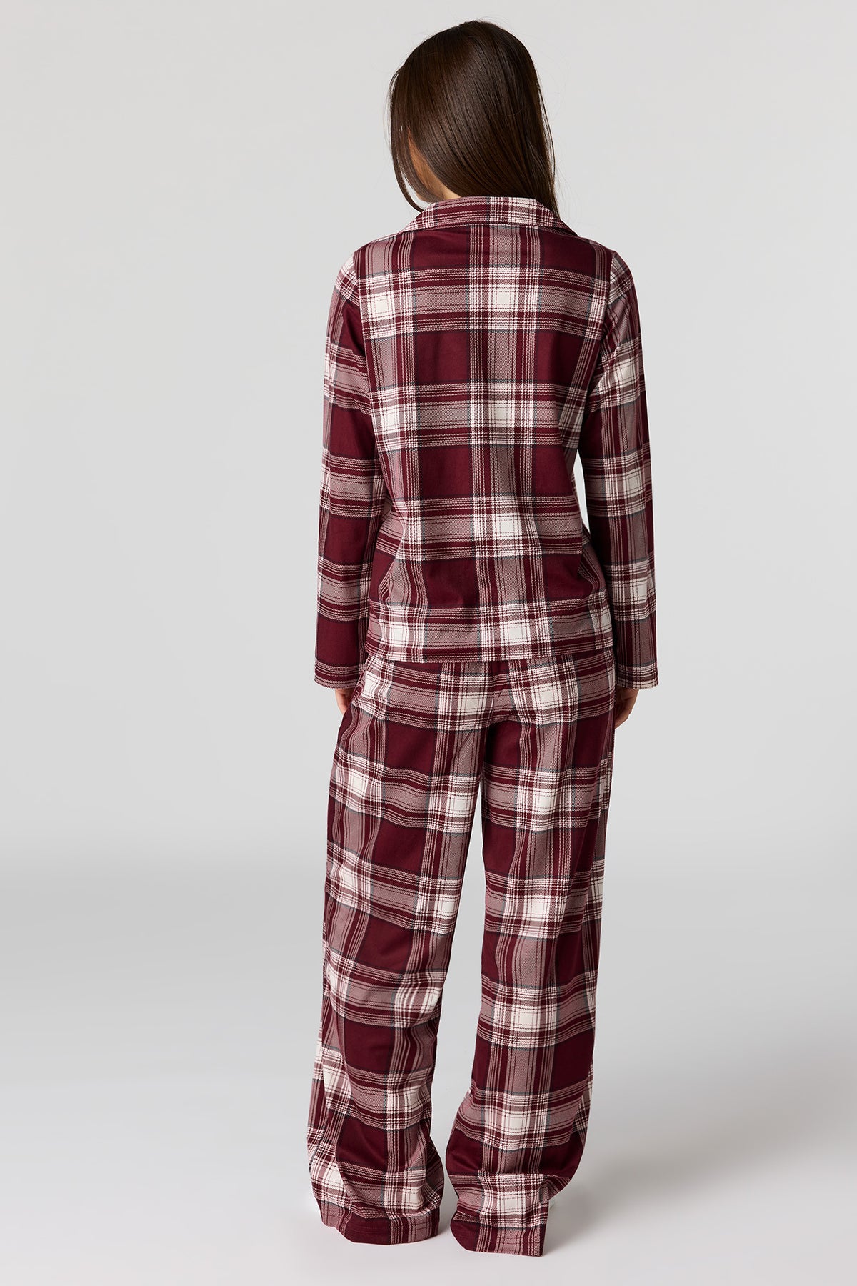 Alt View 4. Printed Button-Up Top & Pajama Pant Set - Red