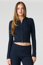 Cable Knit Zip-Up Hoodie