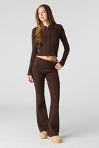 Cable Knit Foldover Waist Flare Pant