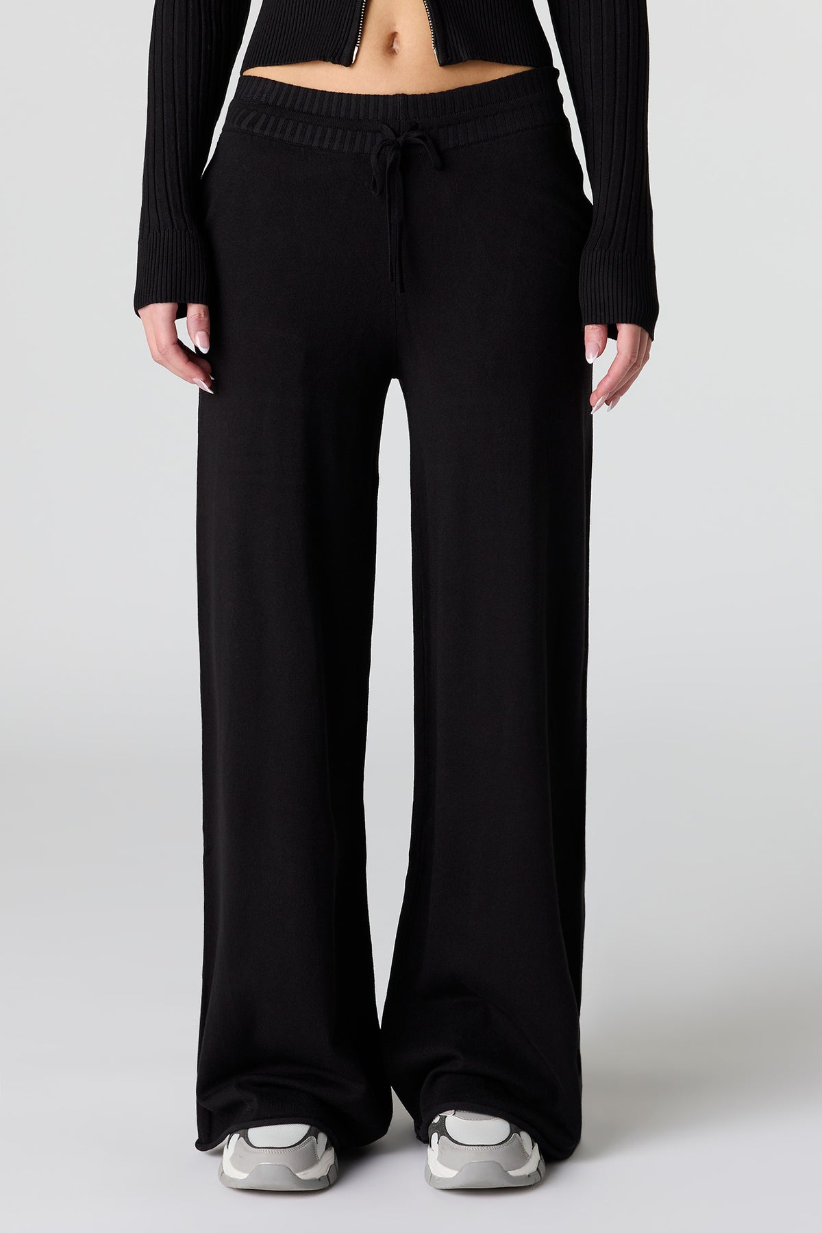 Alt View 2. Knit Wide Leg Pant - Black