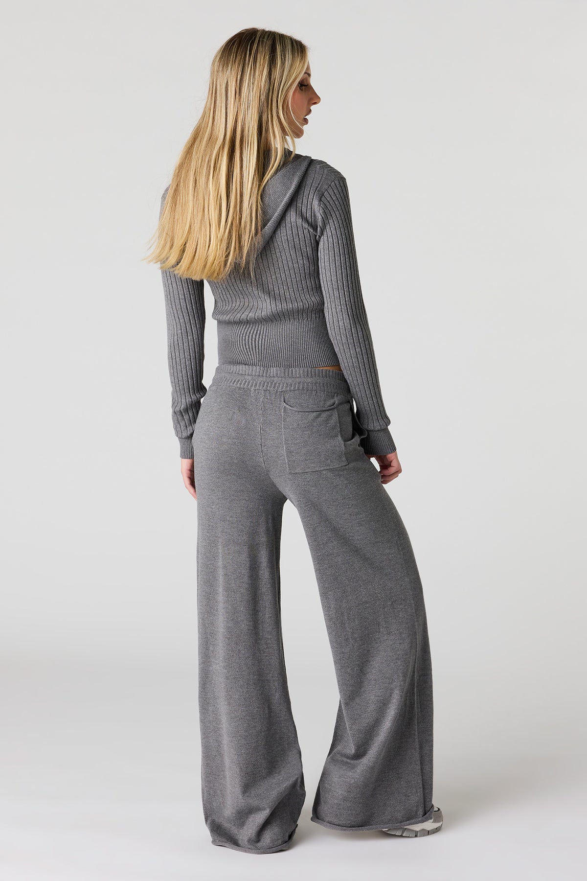 Alt View 3. Knit Wide Leg Pant - Charcoal