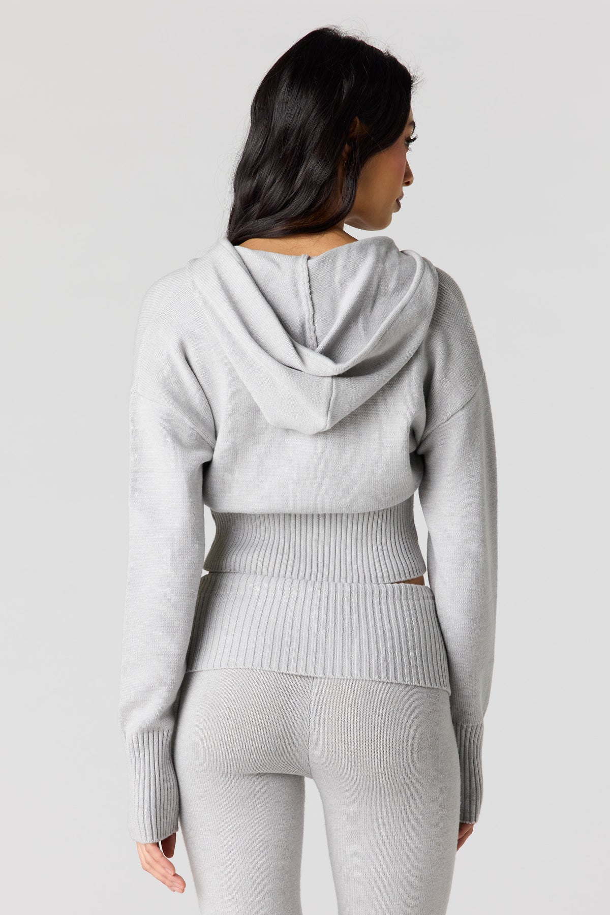 Alt View 2. Knit 2 Way Zip Hoodie - Heather Grey