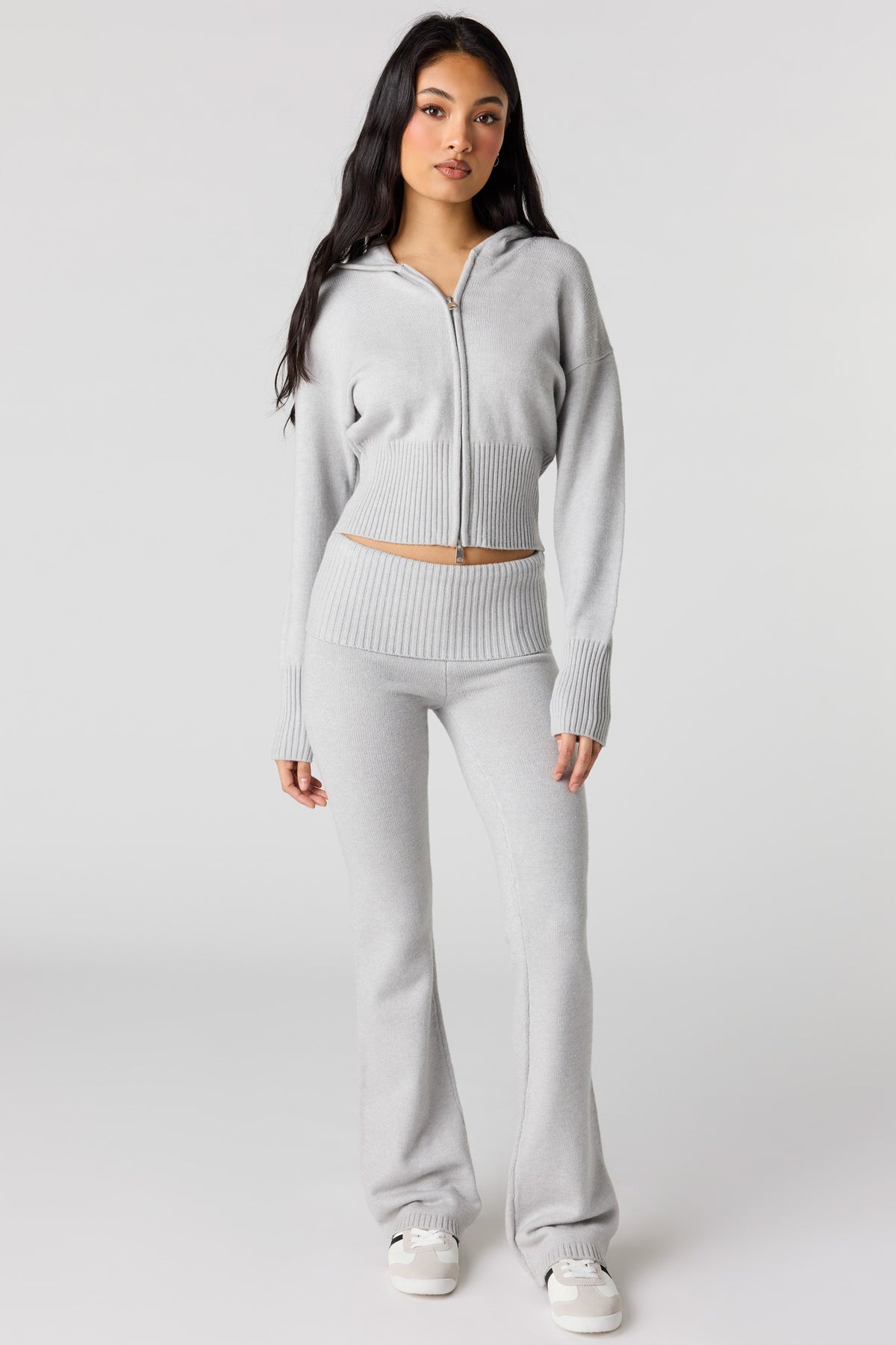 Alt View 3. Knit 2 Way Zip Hoodie - Heather Grey