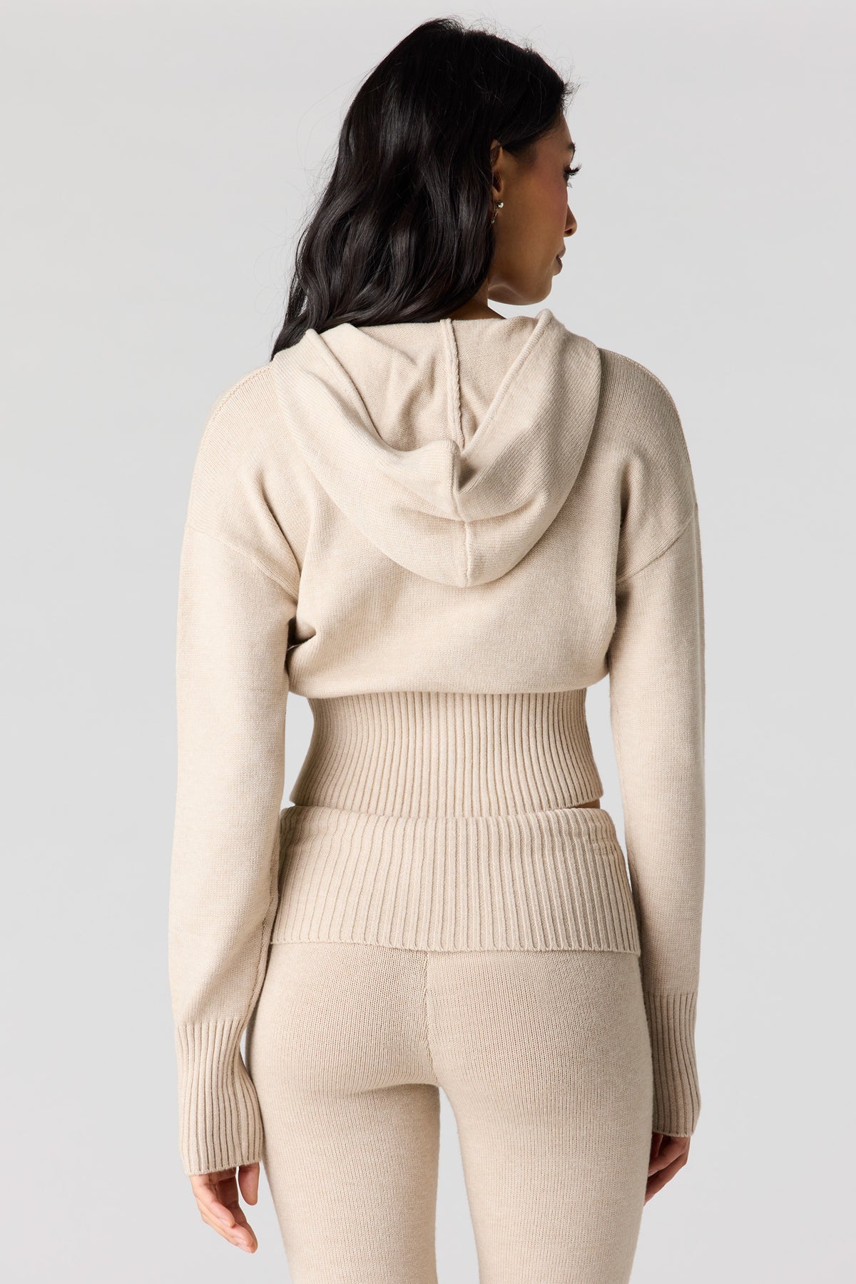 Alt View 2. Knit 2 Way Zip Hoodie - Oatmeal