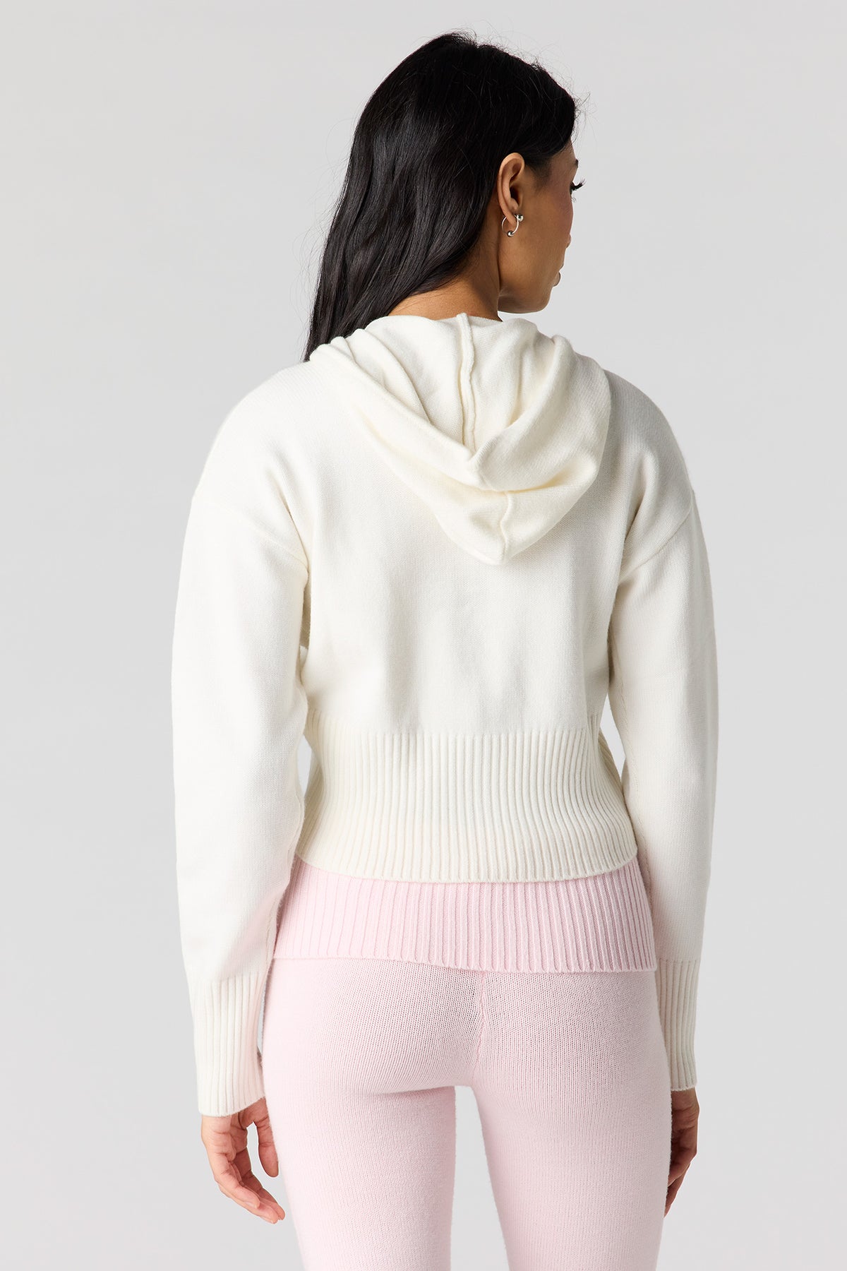 Alt View 2. Knit 2 Way Zip Hoodie - Ivory