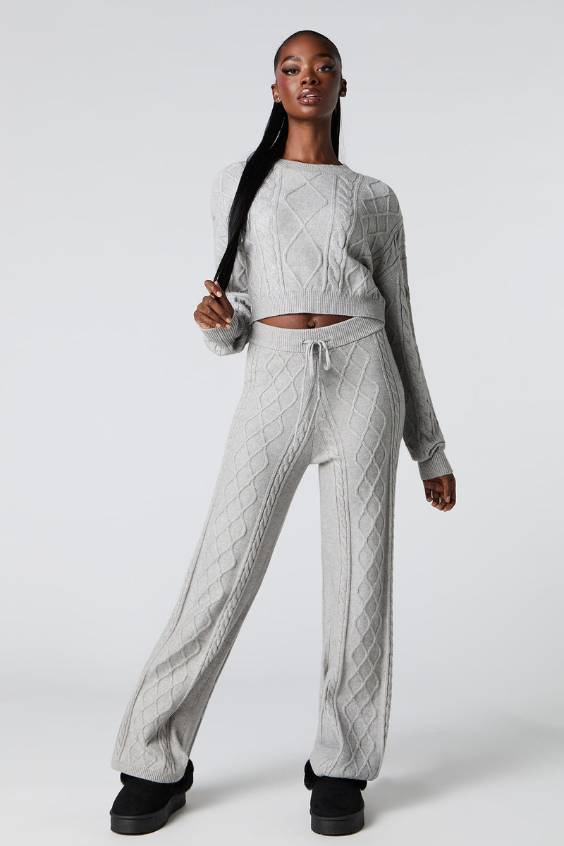 Cable Knit Wide Leg Pant