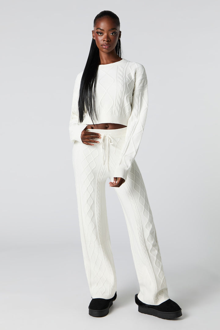 Cable Knit Wide Leg Pant