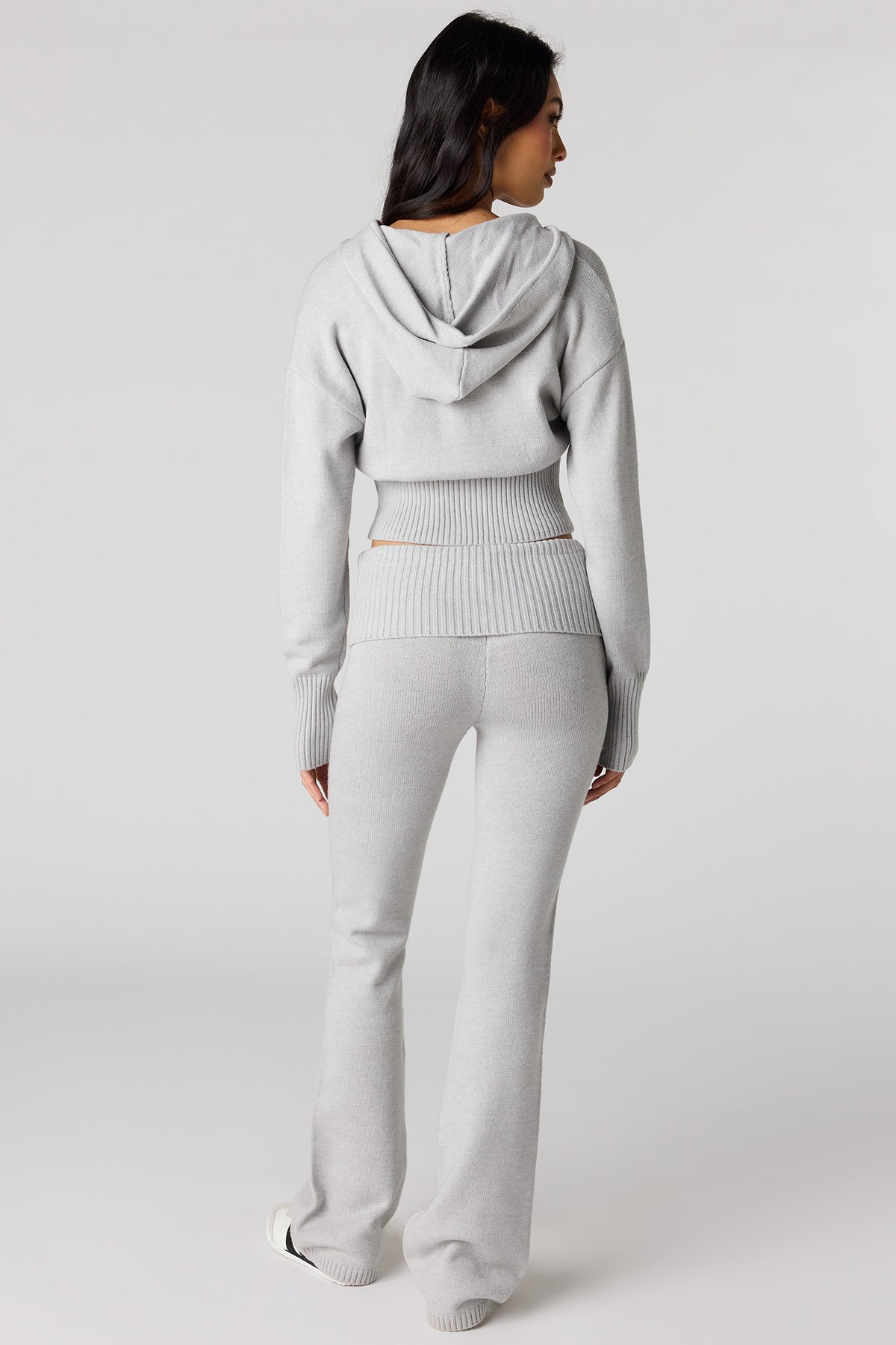 Alt View 3. Knit Foldover Waist Flare Pant - Heather Grey